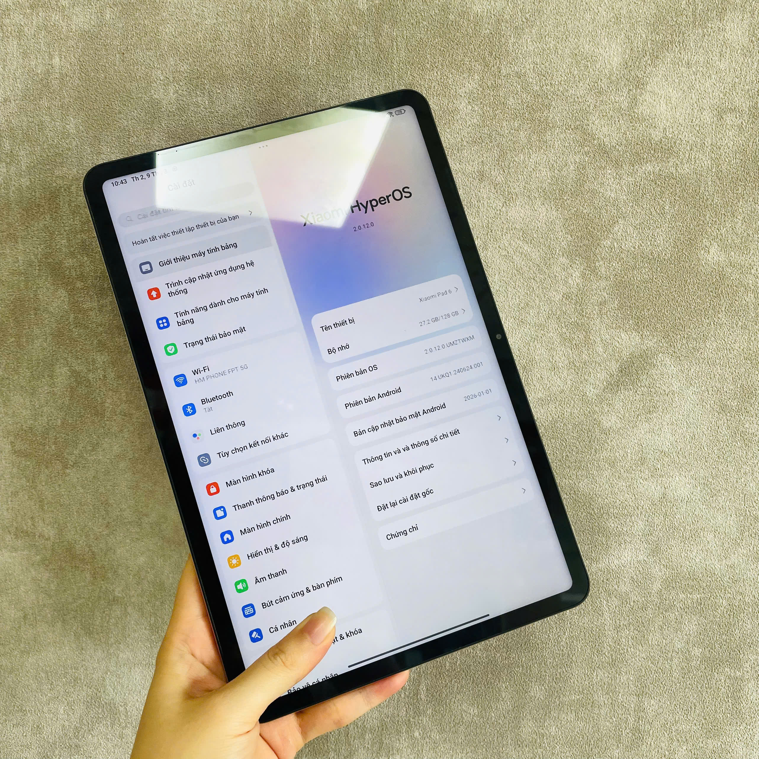Xiaomi Pad 6 Úp Rom 8/128GB Xanh Đẹp 98%  Sạc 33W