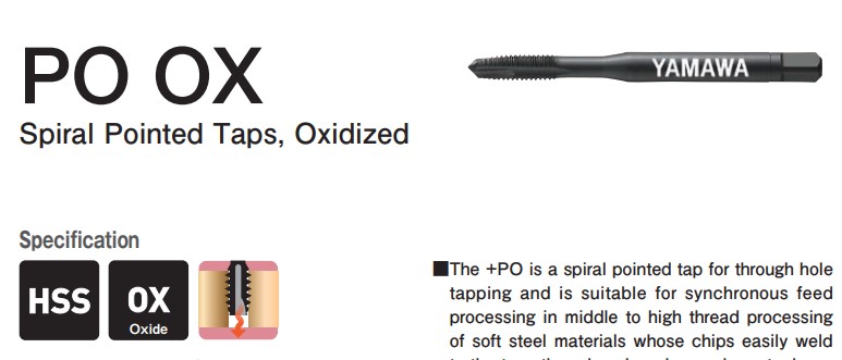 Mũi taro thằng PO OX Yamawa - PO P2 M6x1 (POQ6.0MX)