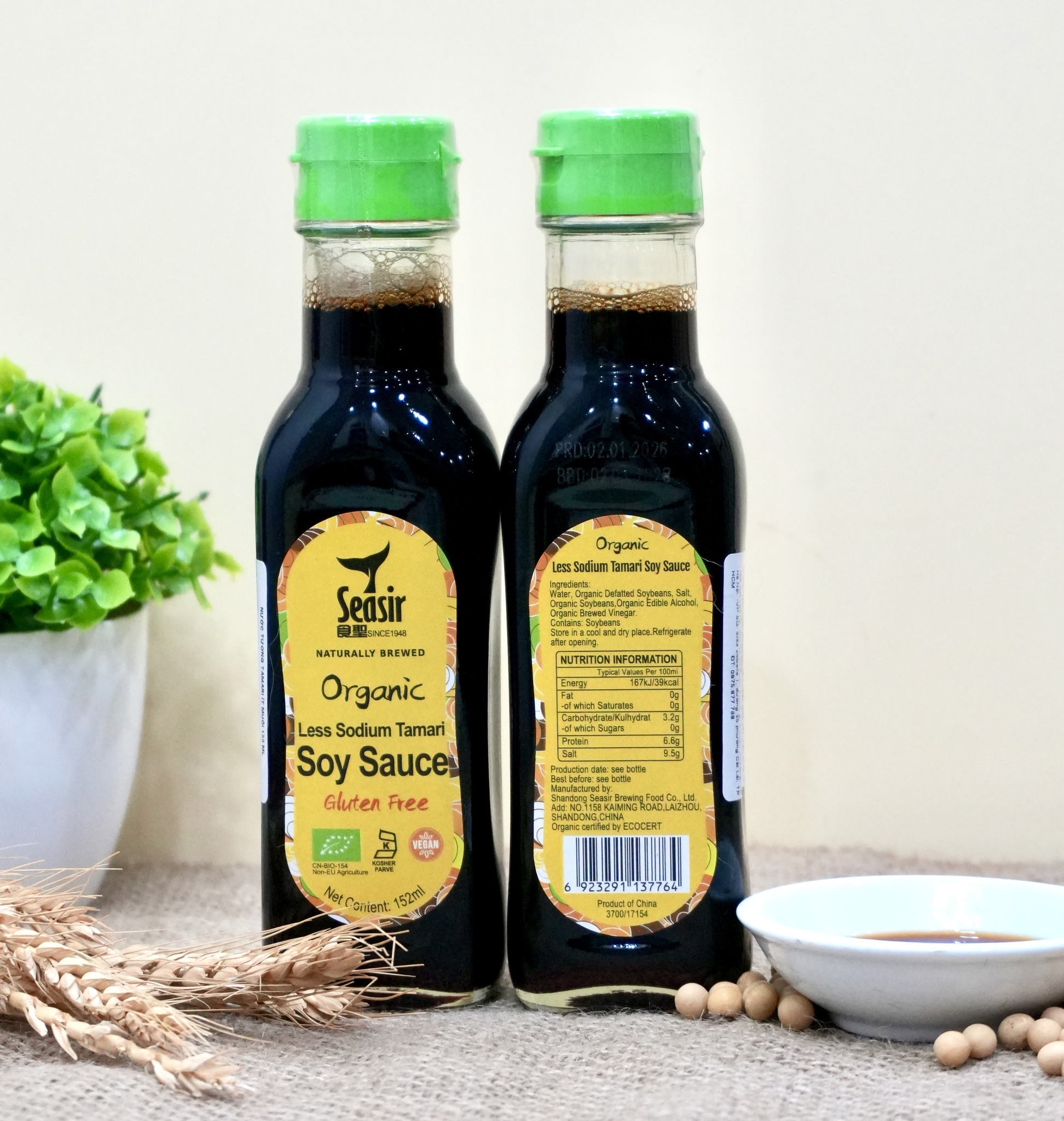 Nước tương hữu cơ tamari ít muối Seasir 152ml