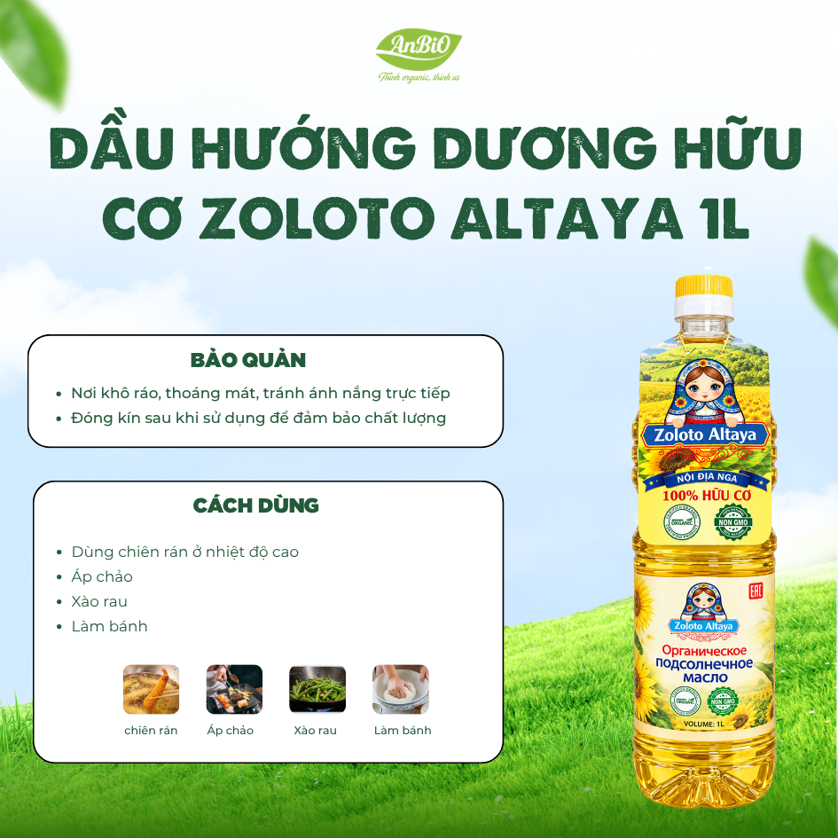 Dầu hướng dương hữu cơ Zoloto Altaya 1L
