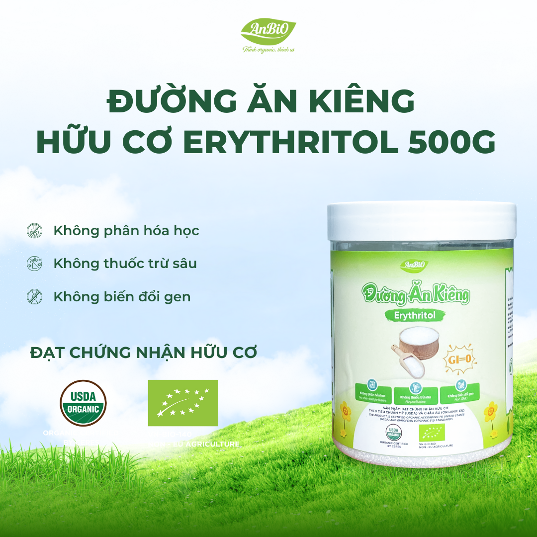 Đường ăn kiêng hữu cơ Anbio 500g