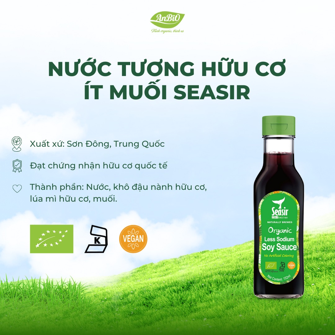 Nước tương hữu cơ ít muối Seasir 152ml