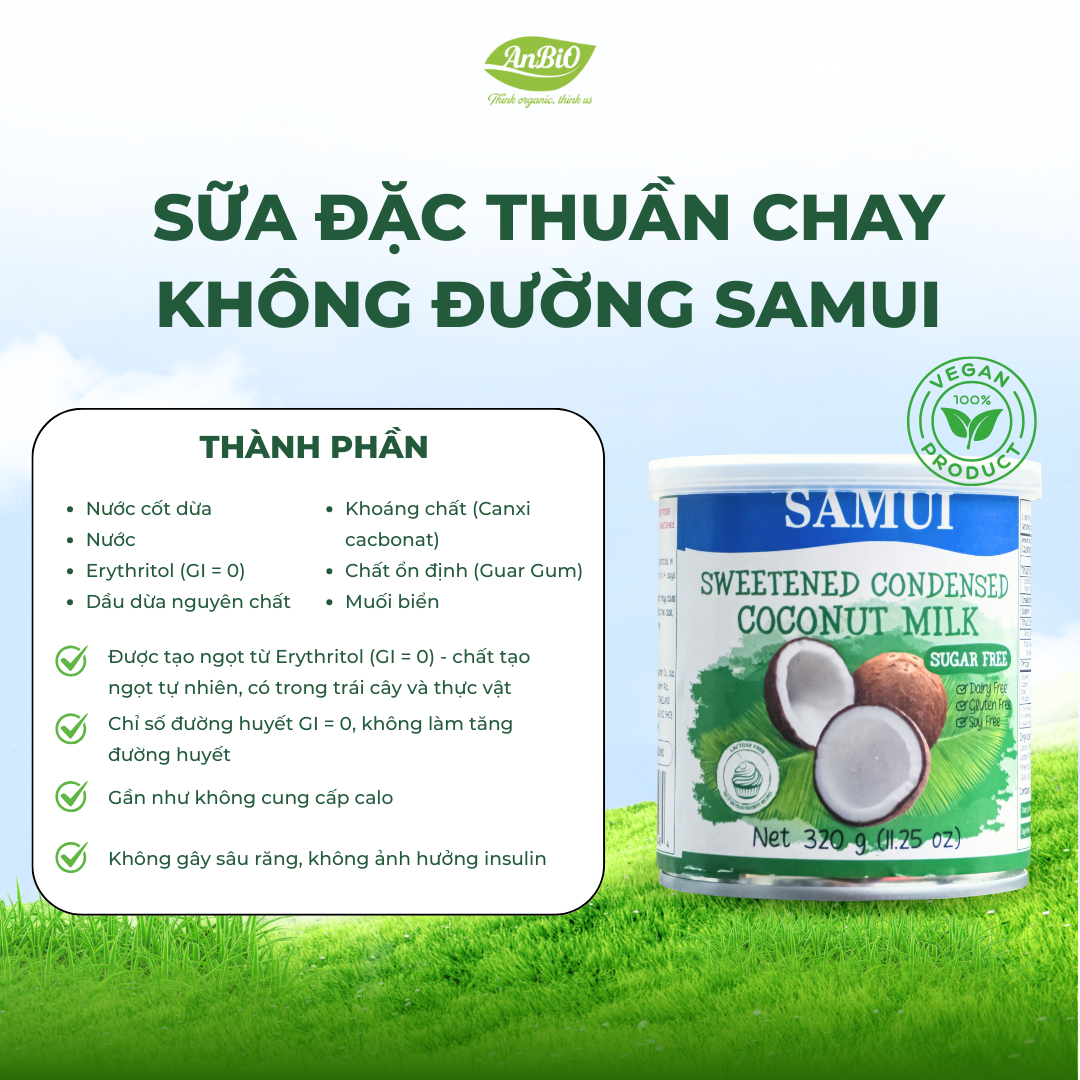 Sữa đặc thuần chay không đường SAMUI 320g