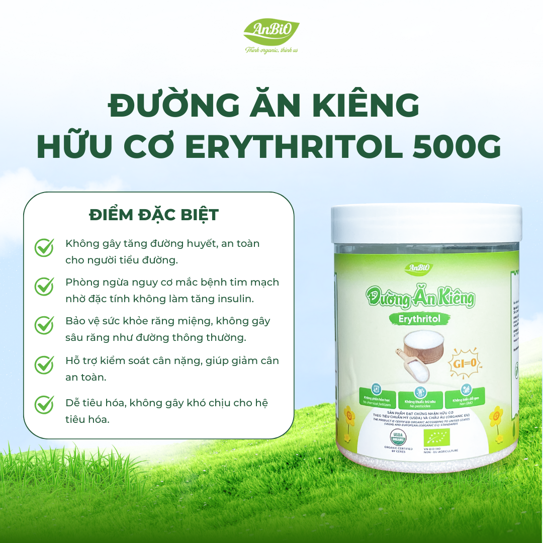 Đường ăn kiêng hữu cơ Anbio 500g