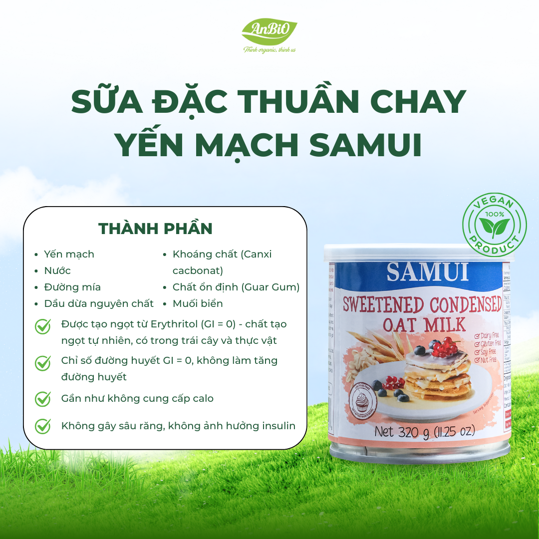 Sữa đặc thuần chay yến mạch SAMUI 320g