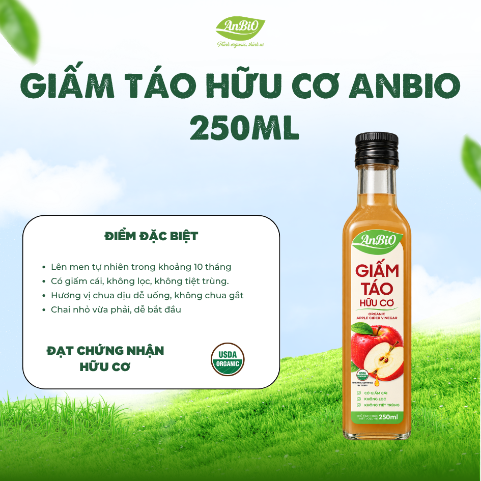 Giấm táo hữu cơ Anbio 250ml