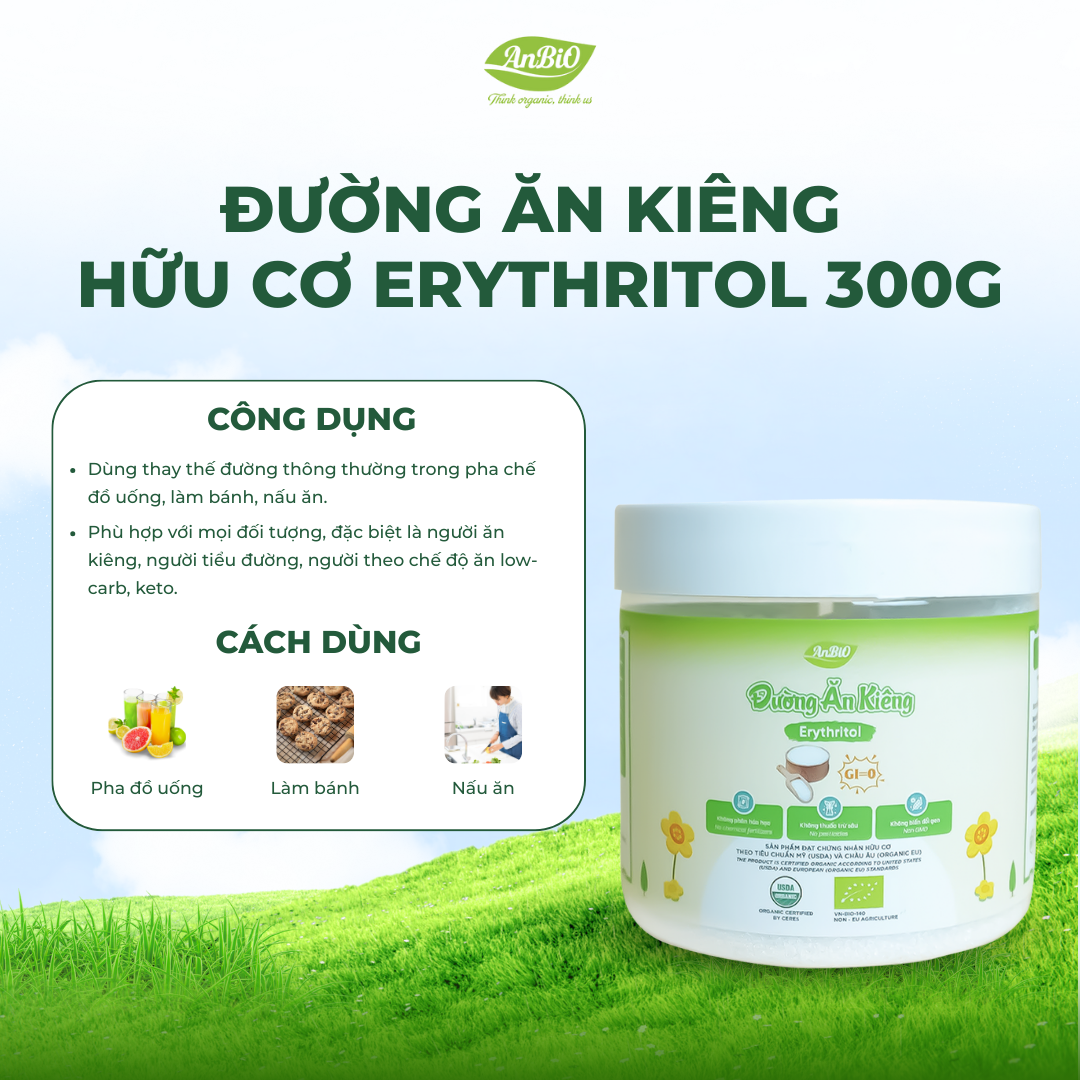 Đường ăn kiêng hữu cơ Anbio 300g