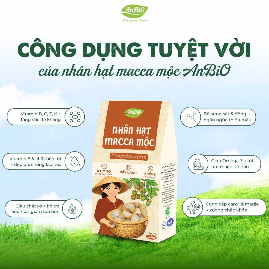 Nhân hạt Macca Mộc Anbio (Gói 250g)