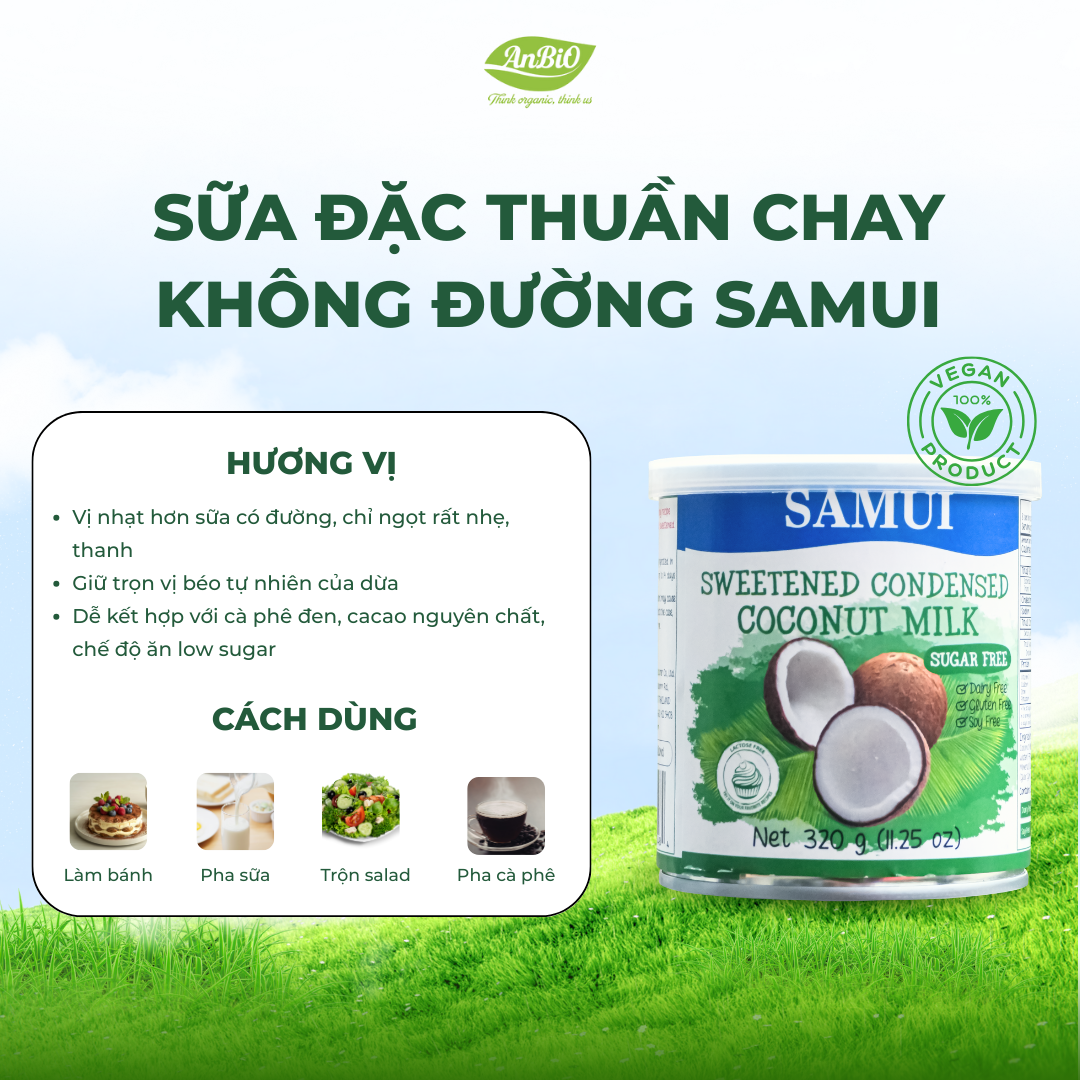 Sữa đặc thuần chay không đường SAMUI 320g