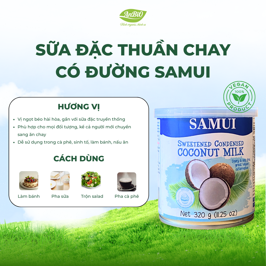 Sữa đặc thuần chay có đường SAMUI 320g