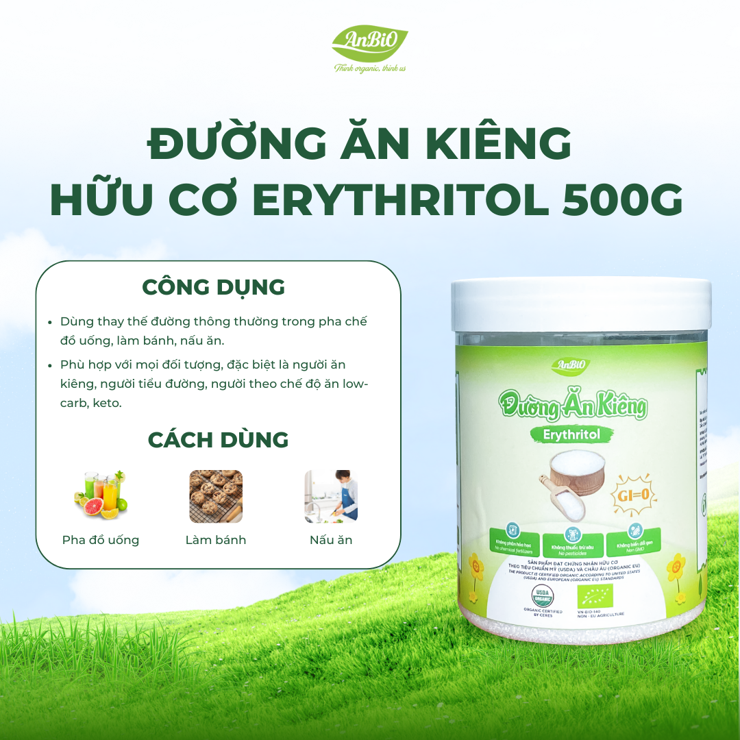Đường ăn kiêng hữu cơ Anbio 500g
