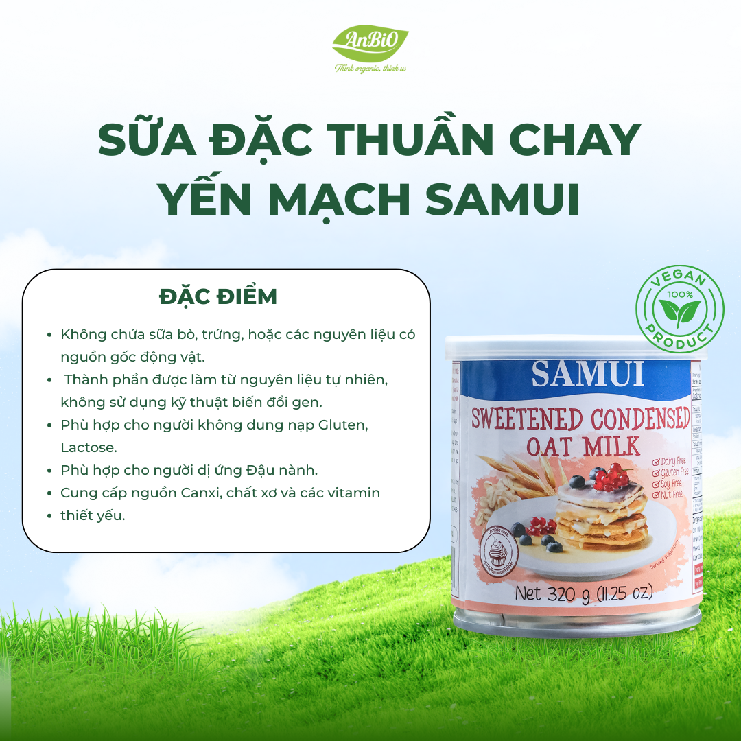 Sữa đặc thuần chay yến mạch SAMUI 320g