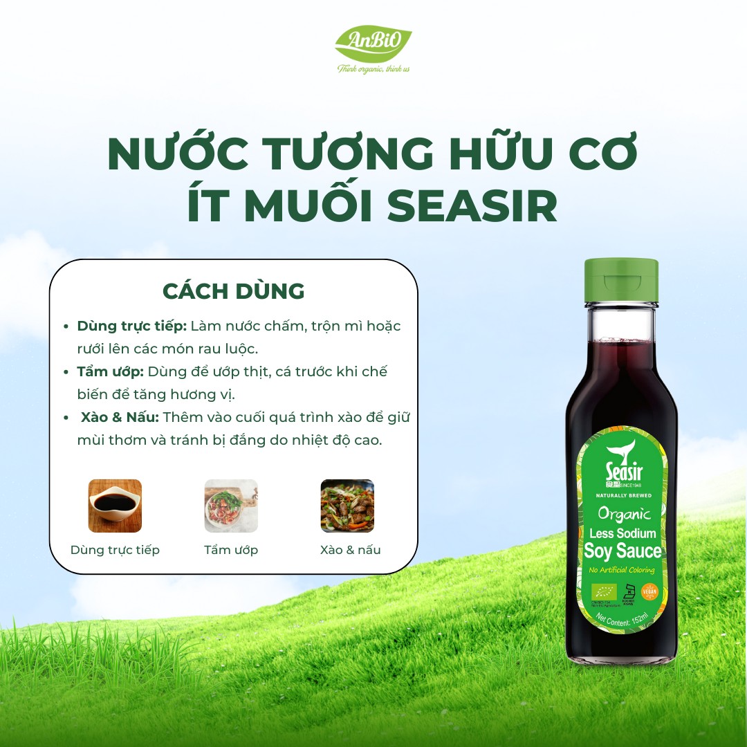 Nước tương hữu cơ ít muối Seasir 152ml