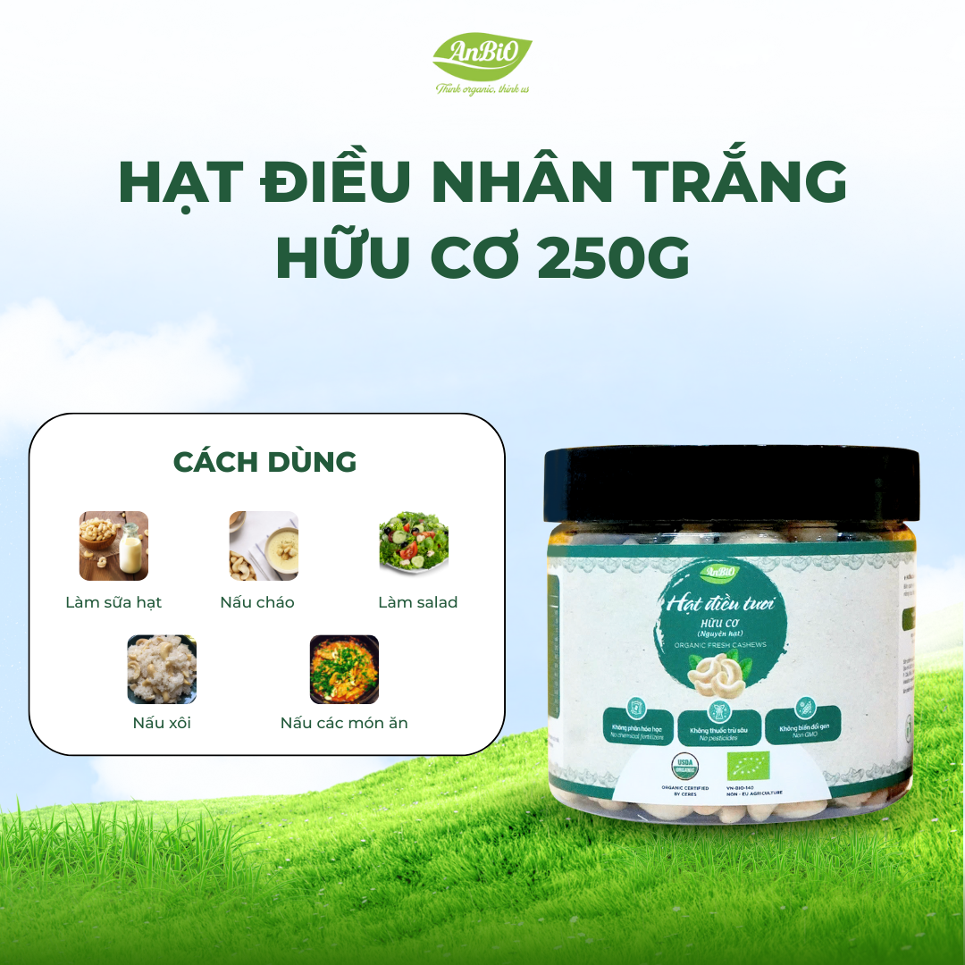 Hạt điều nhân trắng hữu cơ - 250gr
