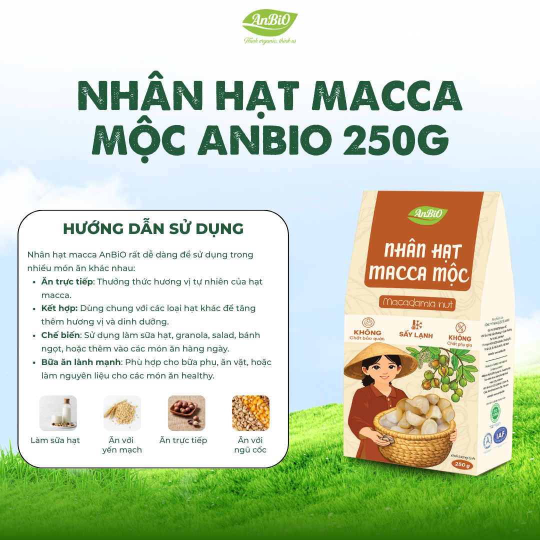 Nhân hạt Macca Mộc Anbio (Gói 250g)