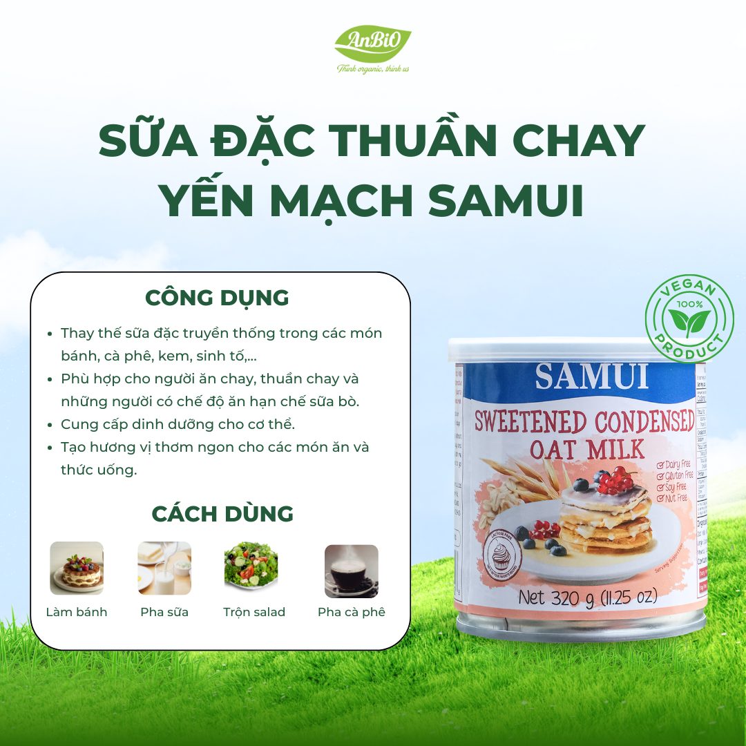 Sữa đặc thuần chay yến mạch SAMUI 320g