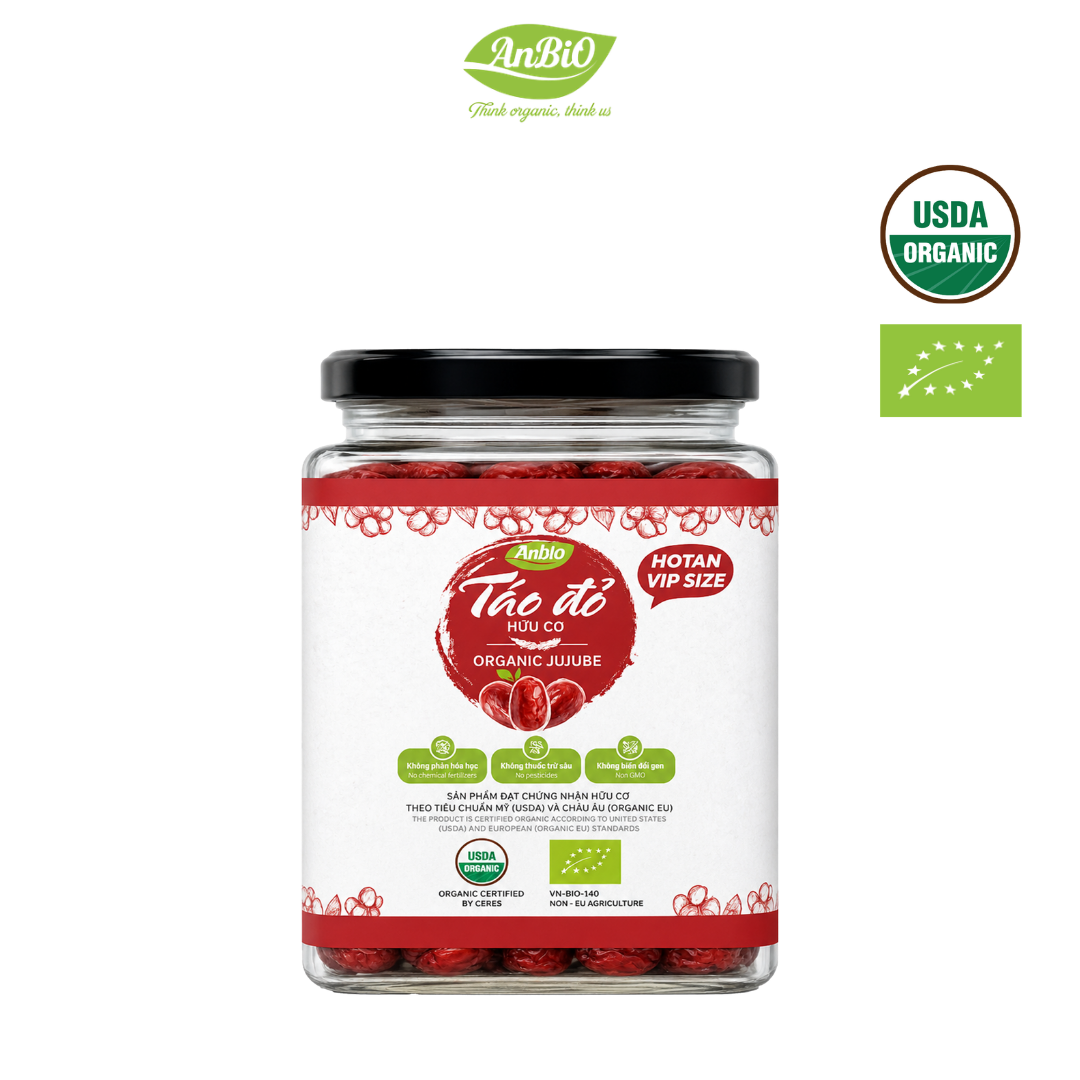 Táo đỏ Hotan hữu cơ 100g (Lọ thủy tinh) (lọ)