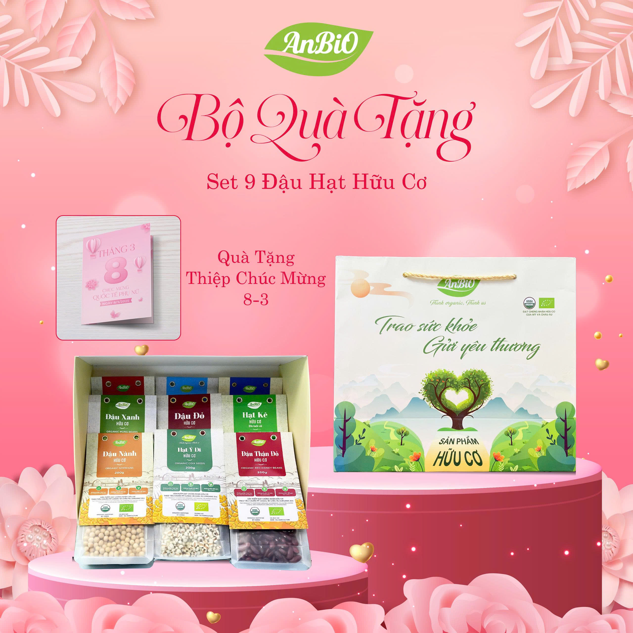 Hộp quà Combo 9 loại đậu hạt hữu cơ Anbio