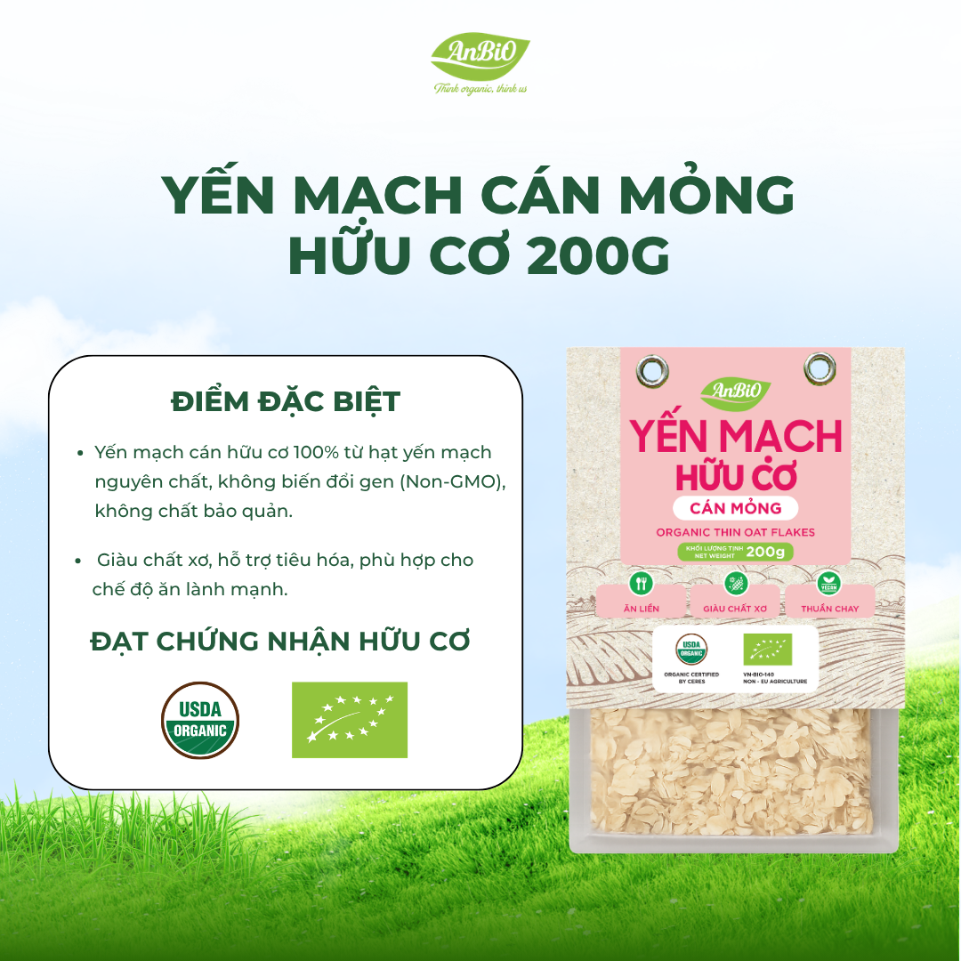 Yến mạch cán mỏng hữu cơ 200g