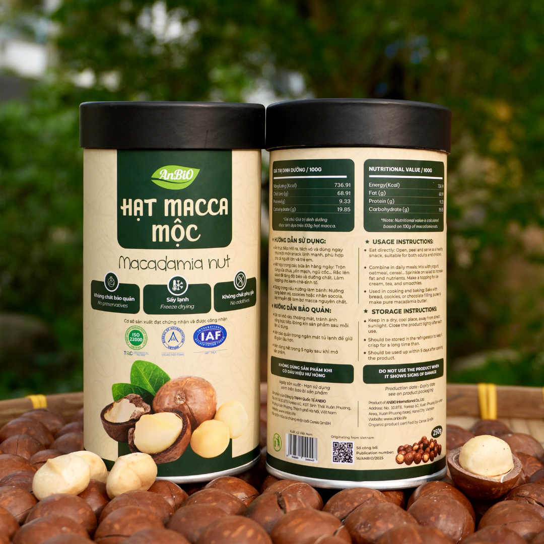 Hạt Macca Mộc - 250g (Hộp Tròn)