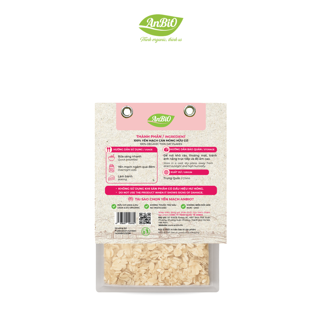 Yến mạch cán mỏng hữu cơ 200g