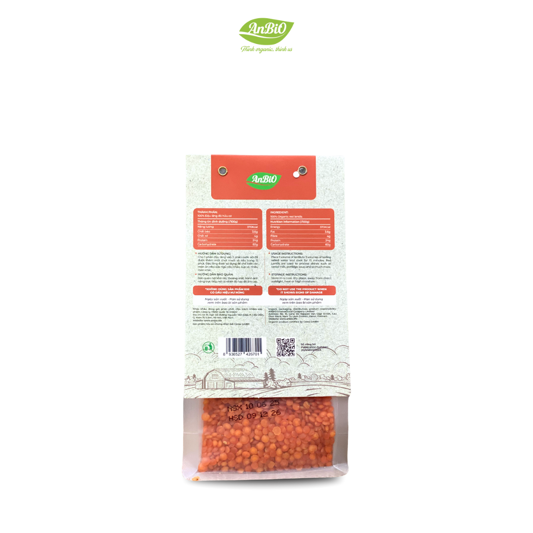 Đậu lăng đỏ hữu cơ Anbio 200g