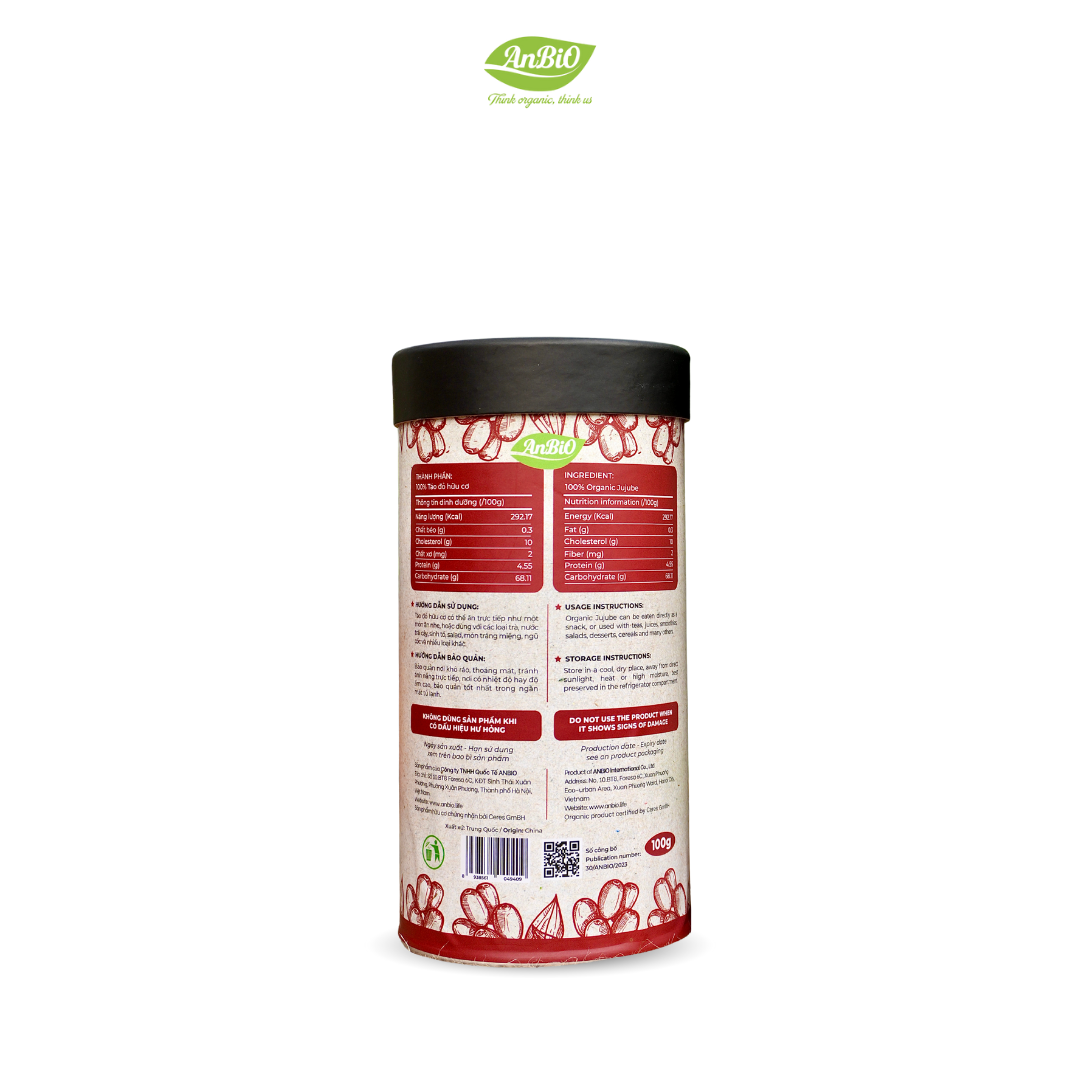 Táo đỏ hữu cơ Hotan Anbio - 100g (Hộp tròn)