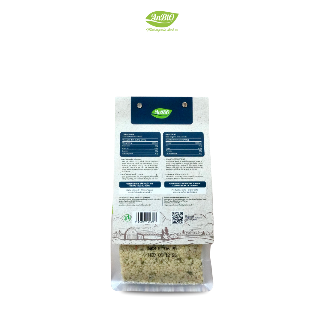 Hạt gai dầu hữu cơ đã tách vỏ Anbio 200g