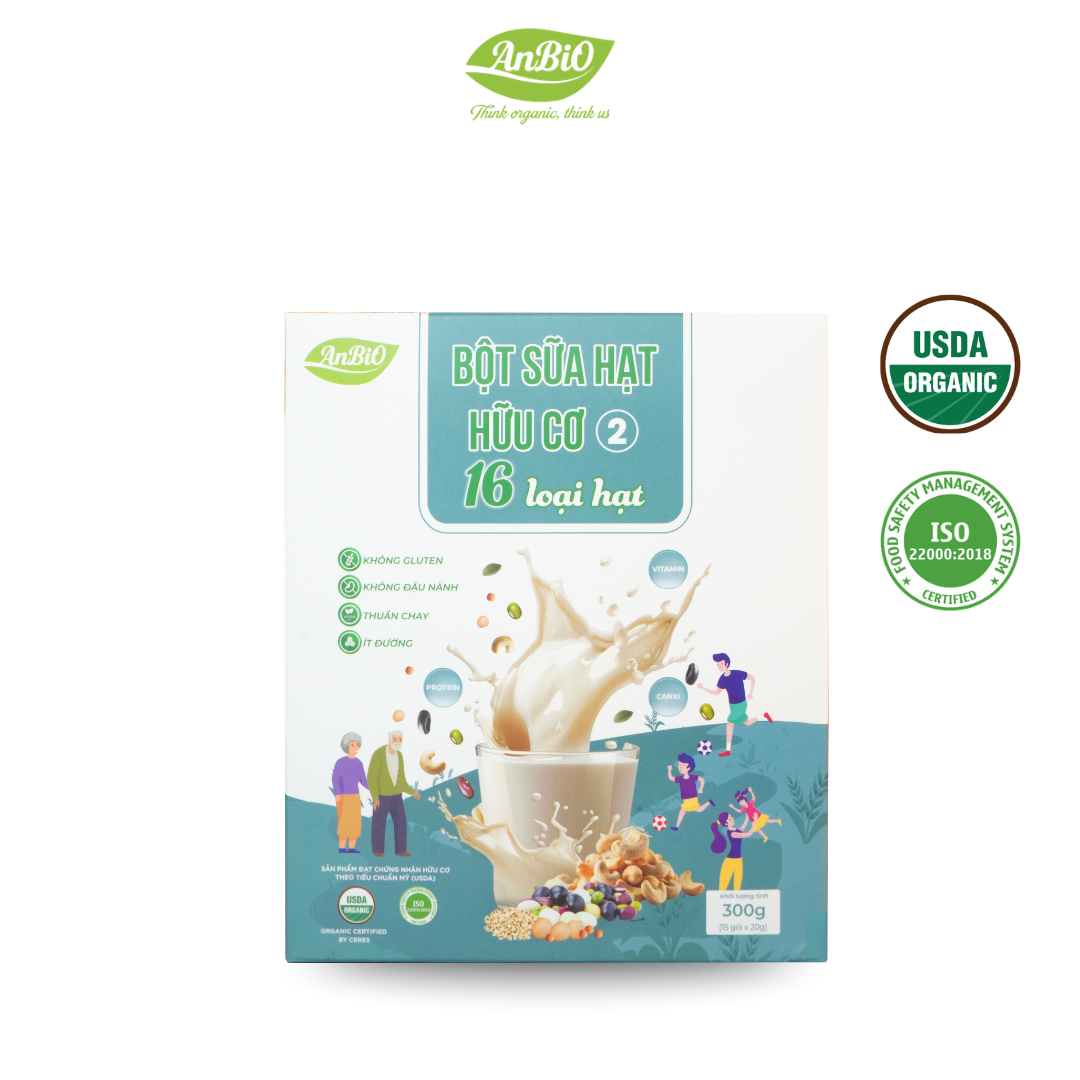Bột sữa hạt hữu cơ số 2 ít đường (16 loại hạt)