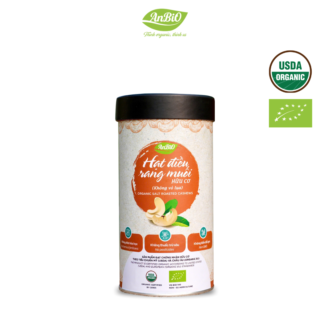 Hạt điều rang muối không vỏ Anbio - 200g (Hộp tròn)