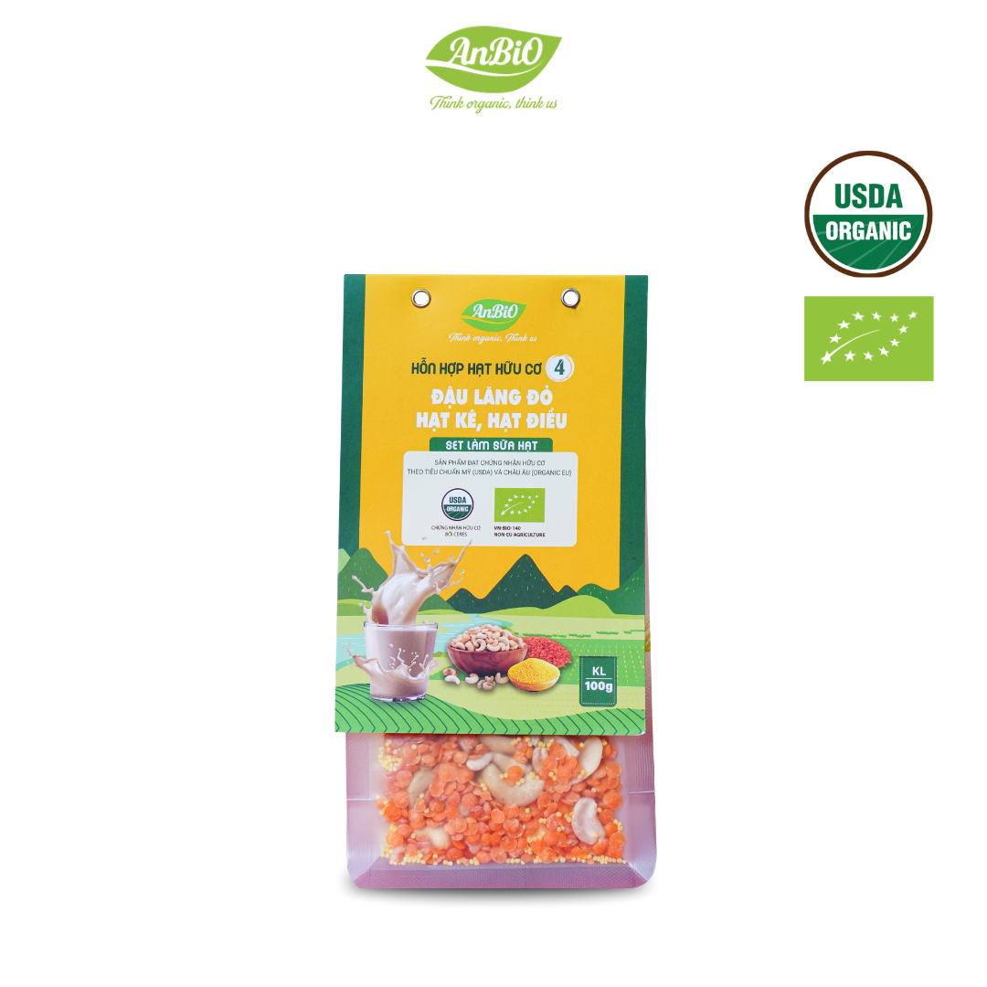 Hỗn hợp hạt hữu cơ số 4 ( Hạt điều - Lăng đỏ - Hạt kê)