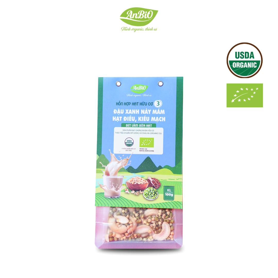 Hỗn hợp hạt hữu cơ số 3 (Đậu xanh - Hạt điều - Kiều mạch)