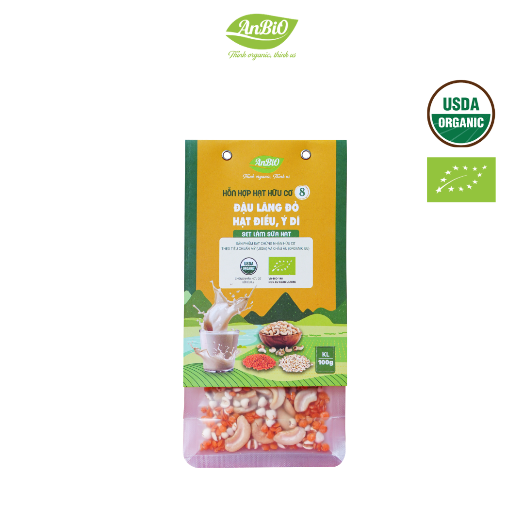 Hỗn hợp hạt hữu cơ số 8 ( Lăng đỏ - Hạt điều - Ý dĩ)