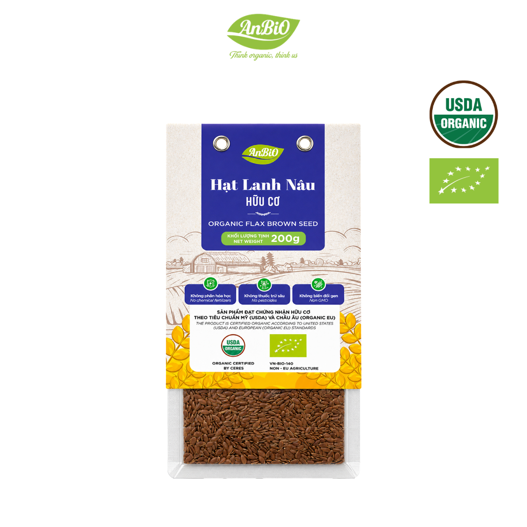 Hạt lanh nâu hữu cơ 200g (Gói)