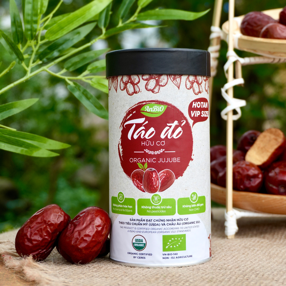 Táo đỏ hữu cơ Hotan Anbio - 100g (Hộp tròn)