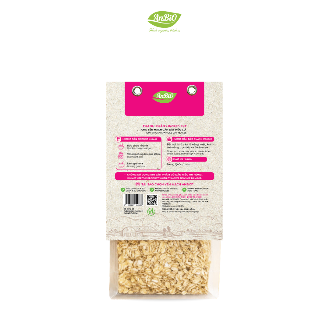 Yến mạch cán mỏng hữu cơ AnBiO 450g