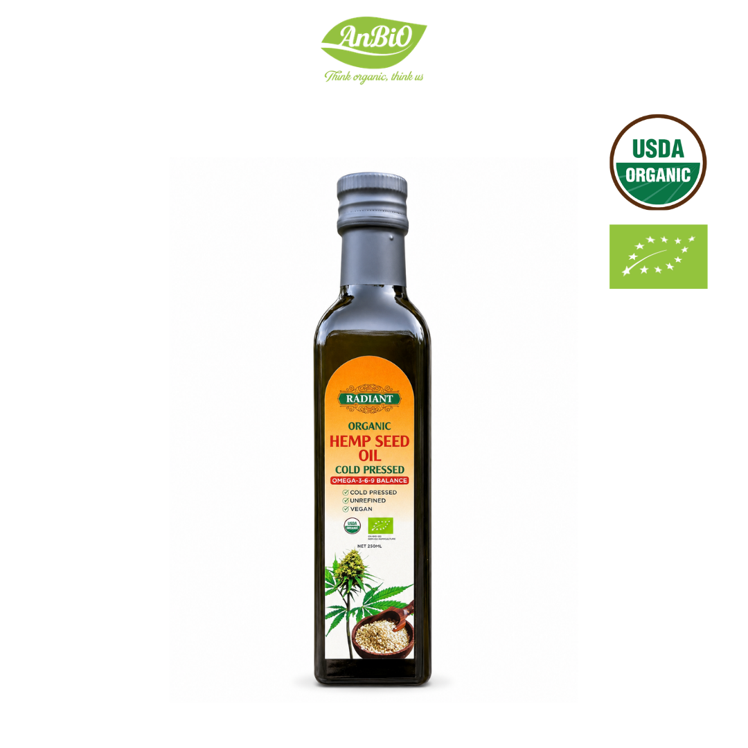 Dầu hạt gai dầu hữu cơ ép lạnh Radiant 250ml (Chai)