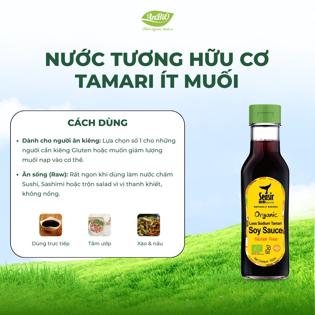 Nước tương hữu cơ tamari ít muối Seasir 152ml