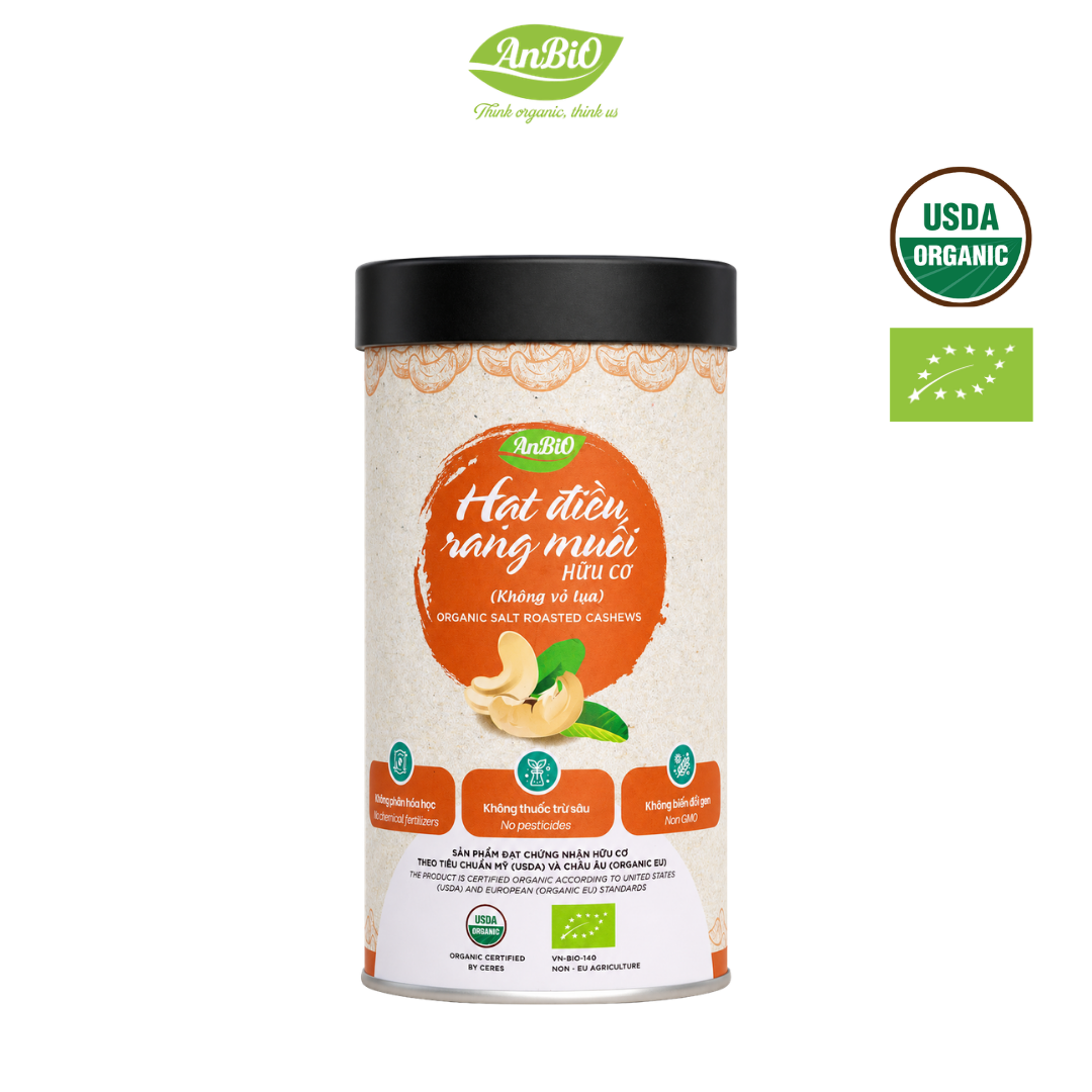 Hạt điều rang muối không vỏ Anbio - 200g (Hộp tròn)