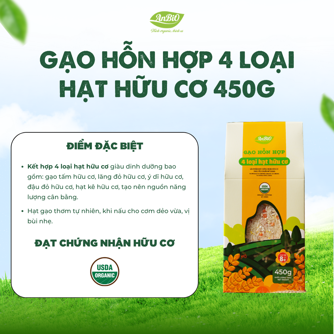 Gạo hỗn hợp 4 loại hạt hữu cơ