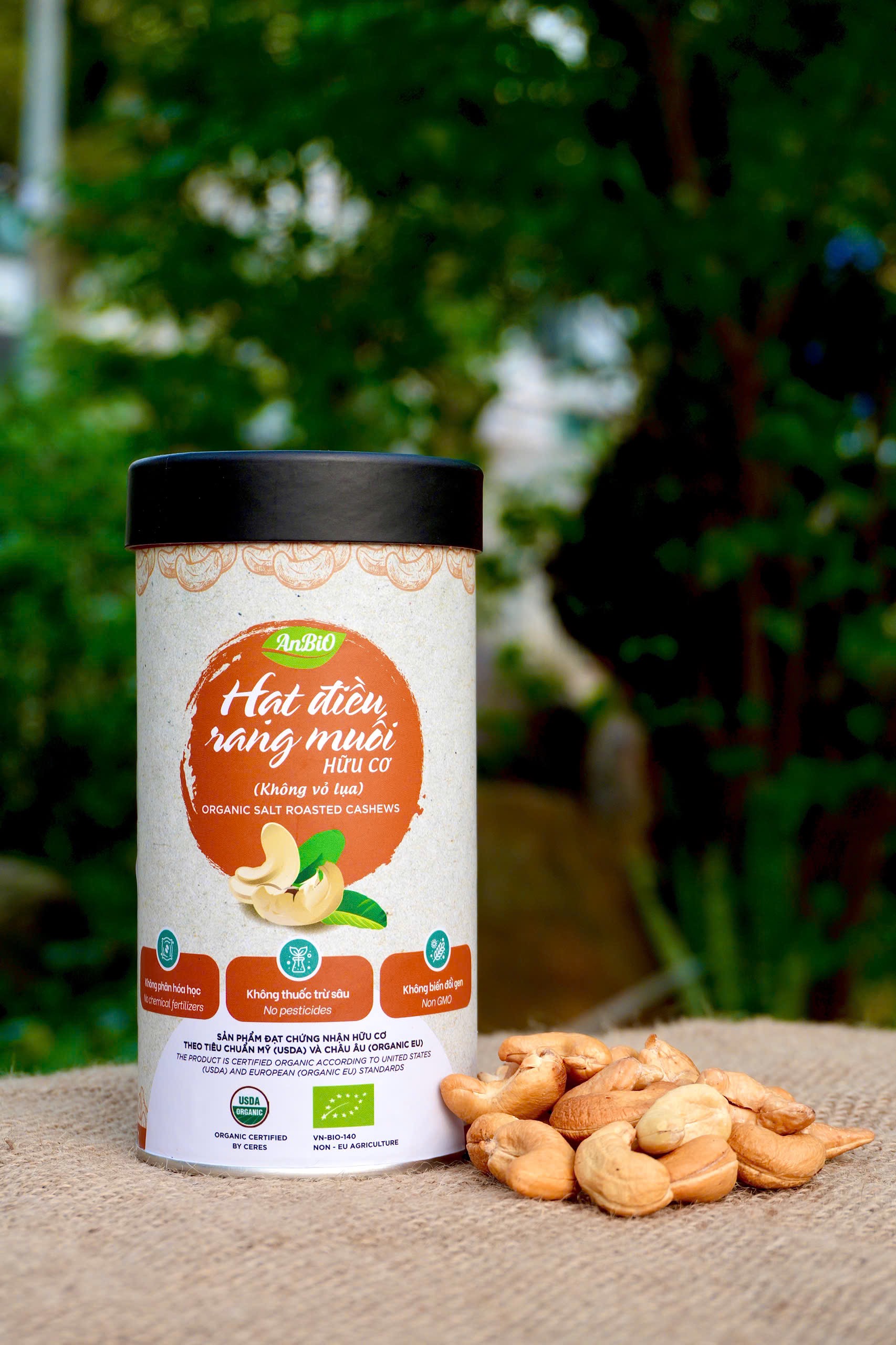 Hạt điều rang muối không vỏ Anbio - 200g (Hộp tròn)