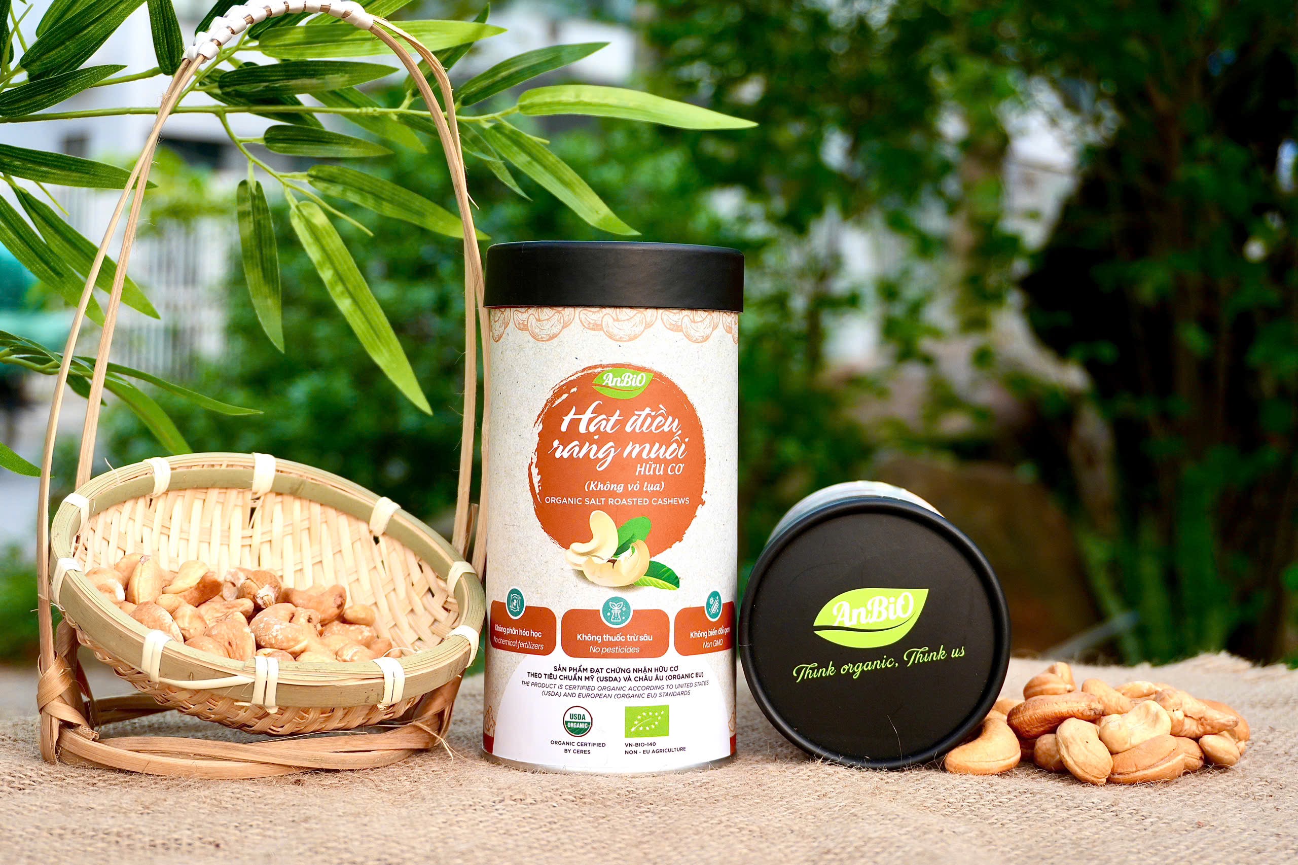 Hạt điều rang muối không vỏ Anbio - 200g (Hộp tròn)