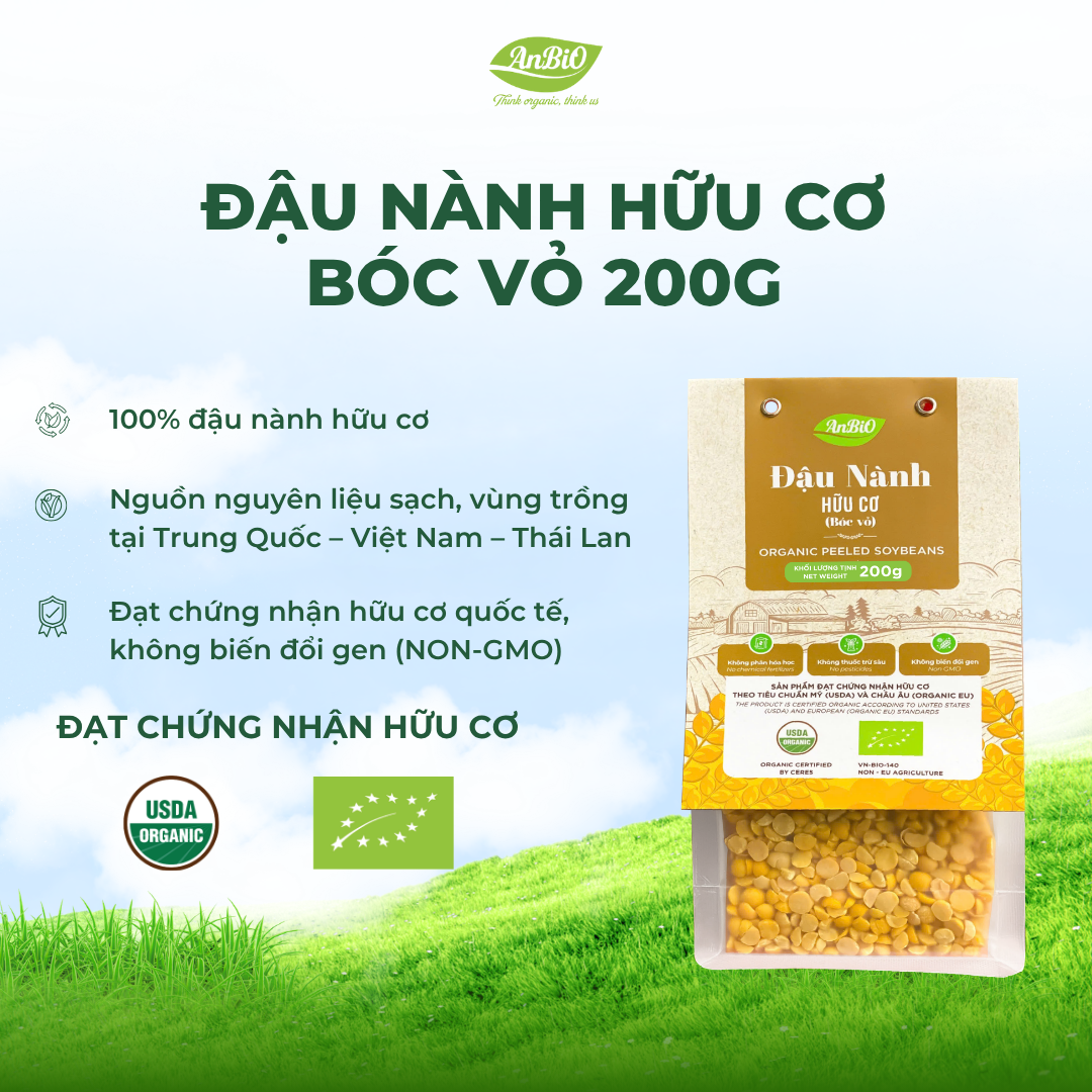 Đậu nành hữu cơ AnBiO (bóc vỏ) 200g