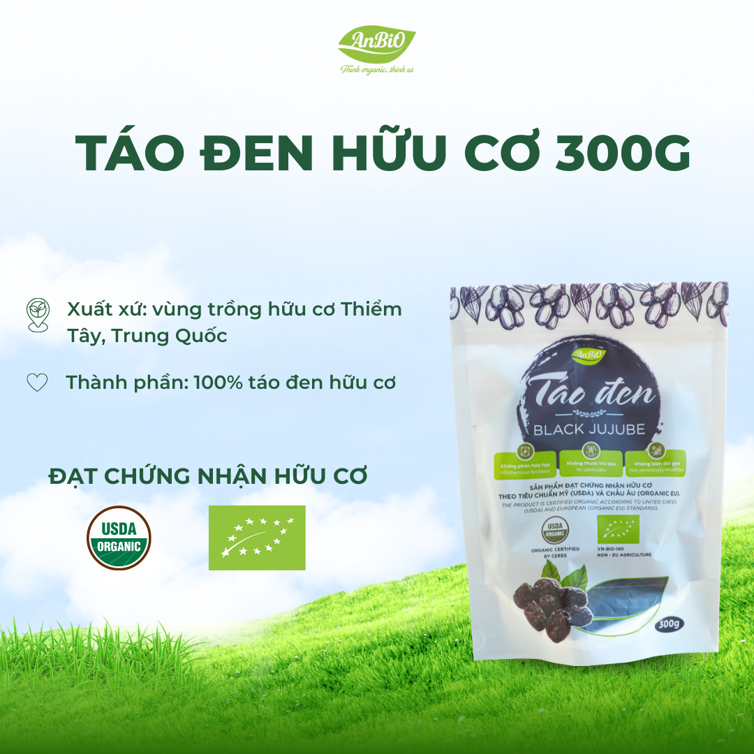 Táo đen hữu cơ (BLACK JUJUBE) Anbio 300g