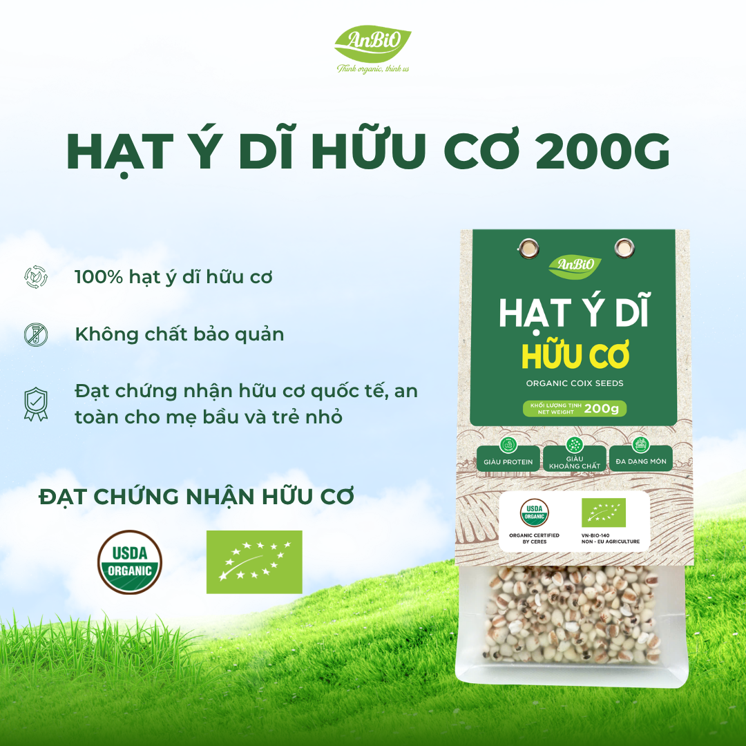 Hạt ý dĩ hữu cơ Anbio 200g