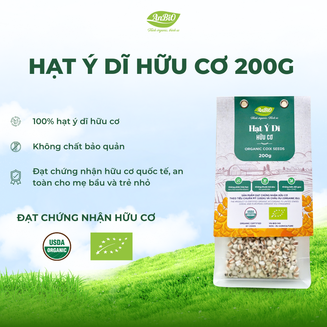 Hạt ý dĩ hữu cơ Anbio 200g