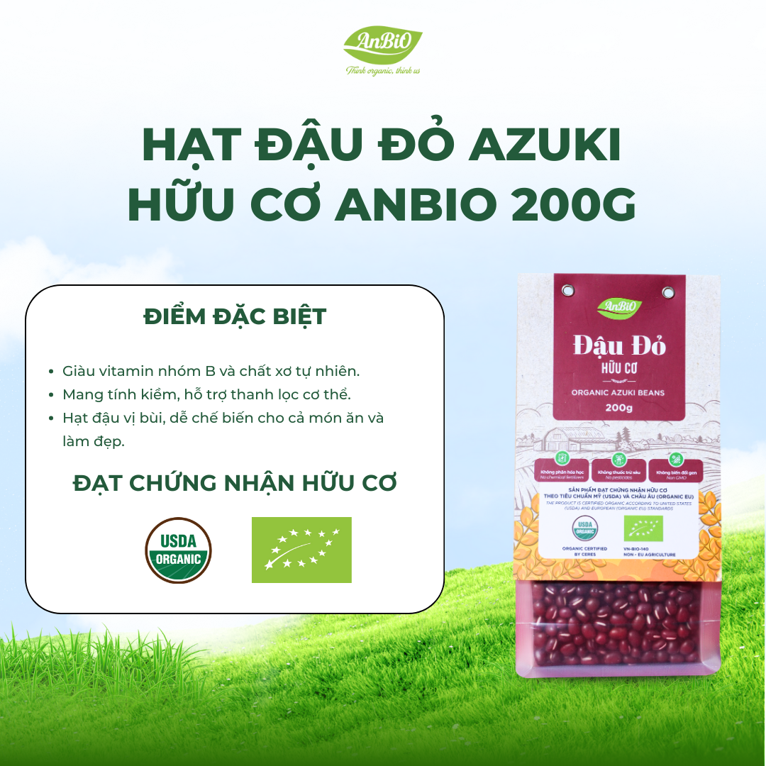 Đậu đỏ hữu cơ azuki Anbio 200g