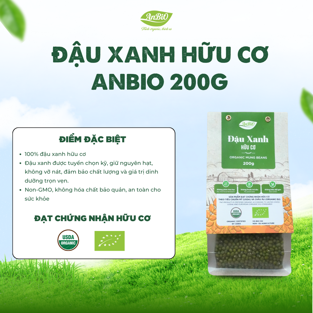 Đậu xanh hữu cơ Anbio 200g