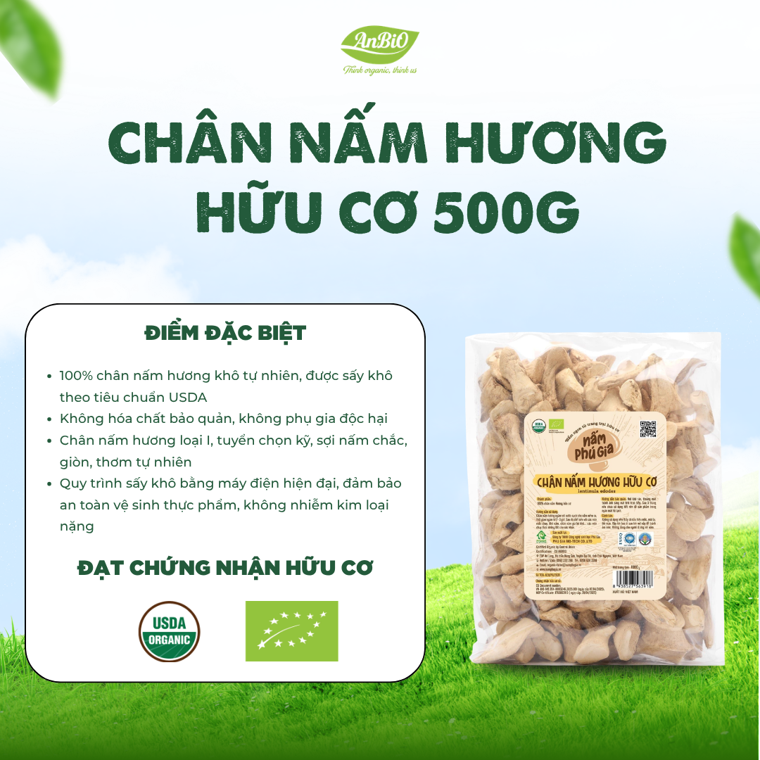 Chân Nấm Hương - Organic (Gói) 500g