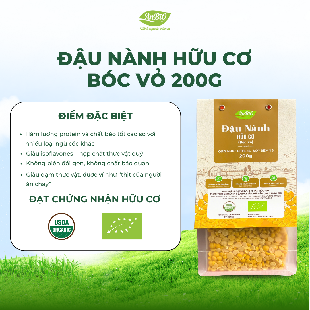Đậu nành hữu cơ AnBiO (bóc vỏ) 200g